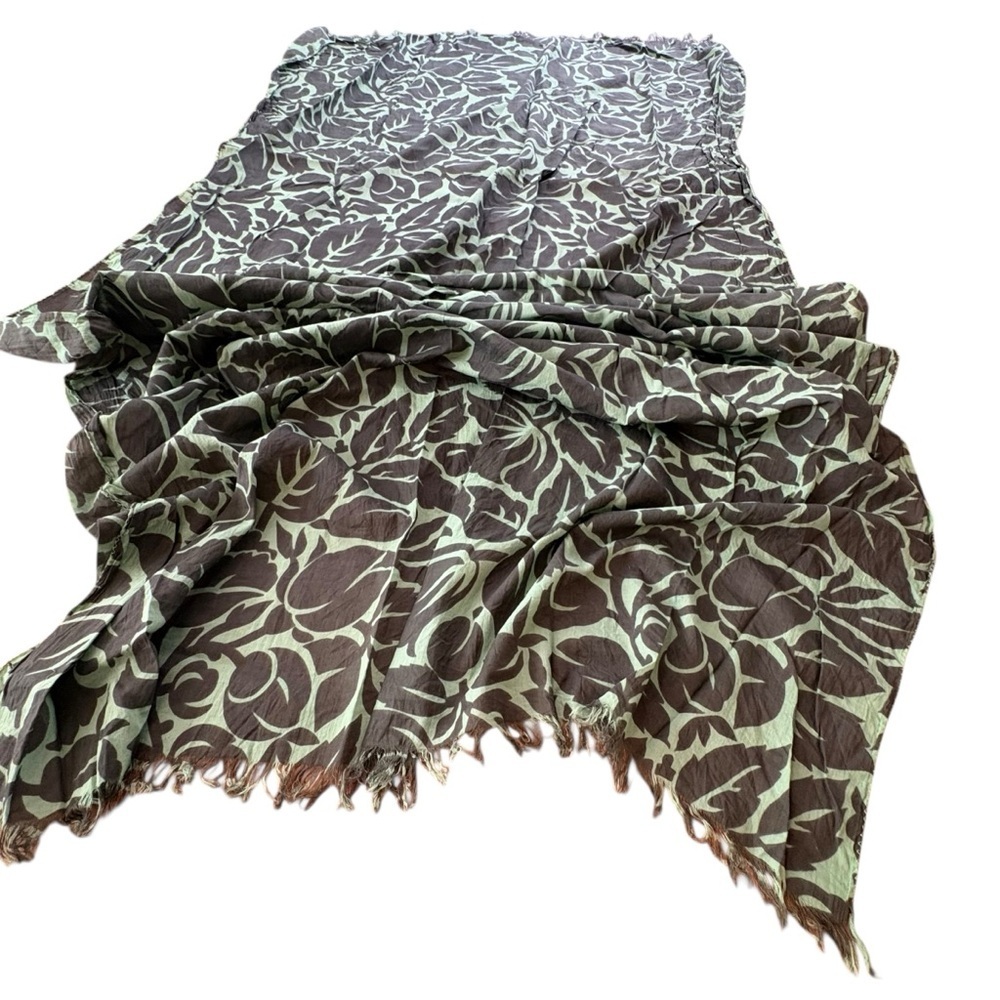 NWOT Hoss Intropia Sarong Madrid Spain Green Brown Leaf Floral Print